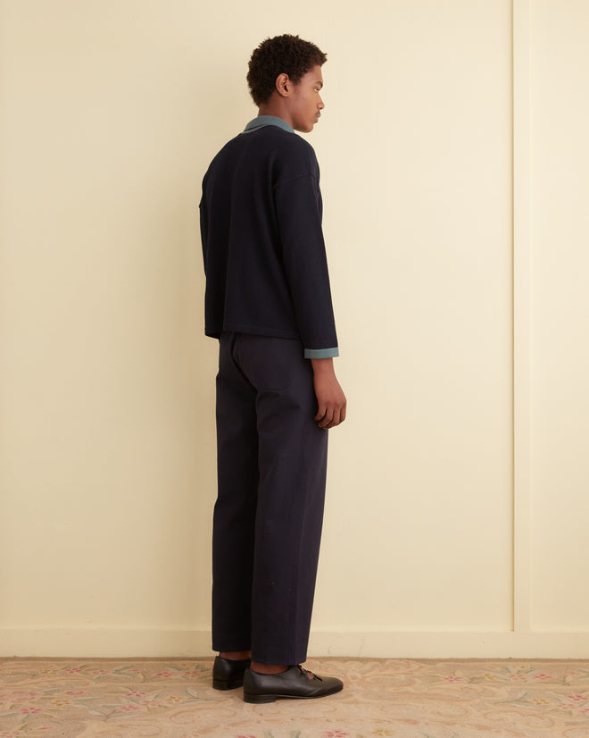 Duotone Crepe Polo - Navy KNITWEAR BODE New York