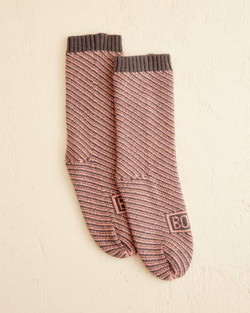 Duotone Jacquard Socks - Peach Grey