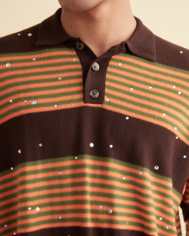 Embellished Stripe Cycling Polo KNITWEAR BODE New York