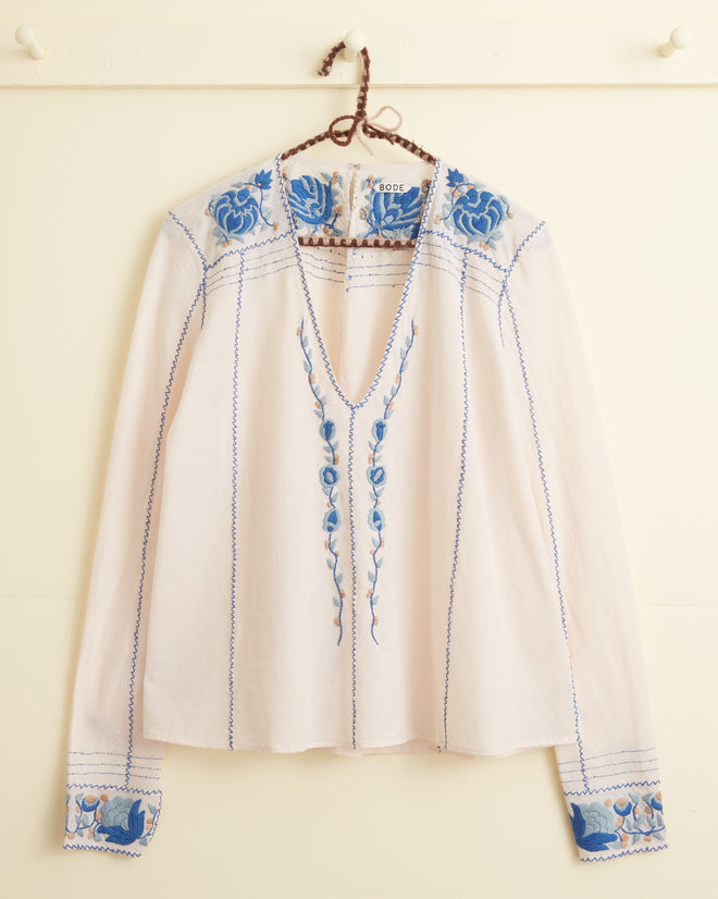 Embroidered Cornflower Top WOMENS TOPS BODE New York