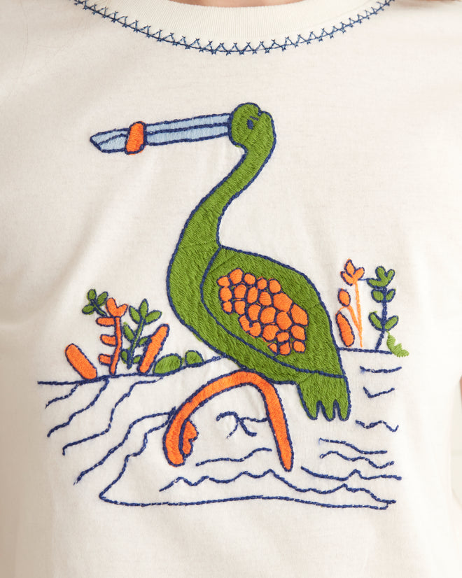 Embroidered Heron Tee WOMENS CUT AND SEW BODE New York