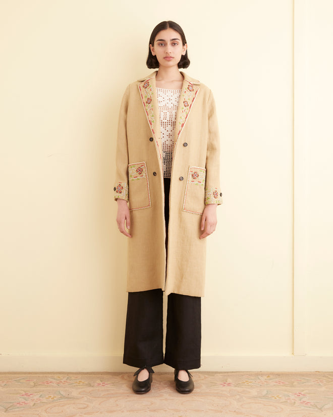 Embroidered Waxflower Coat WOMENS OUTERWEAR BODE New York