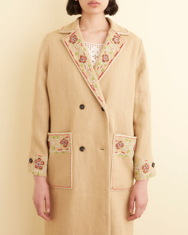 Embroidered Waxflower Coat WOMENS OUTERWEAR BODE New York