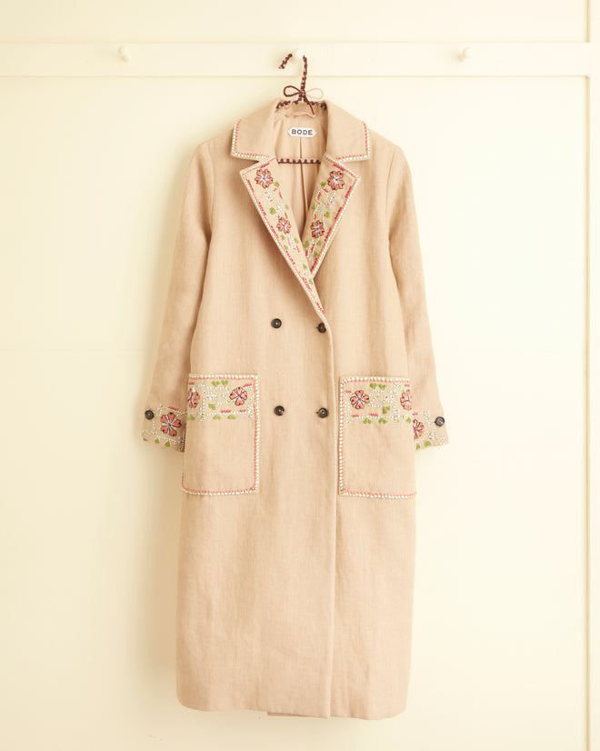Embroidered Waxflower Coat WOMENS OUTERWEAR BODE New York