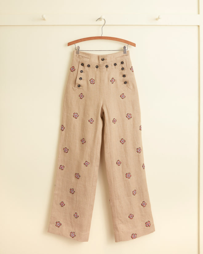 Embroidered Waxflower Trousers WOMENS TROUSERS BODE New York