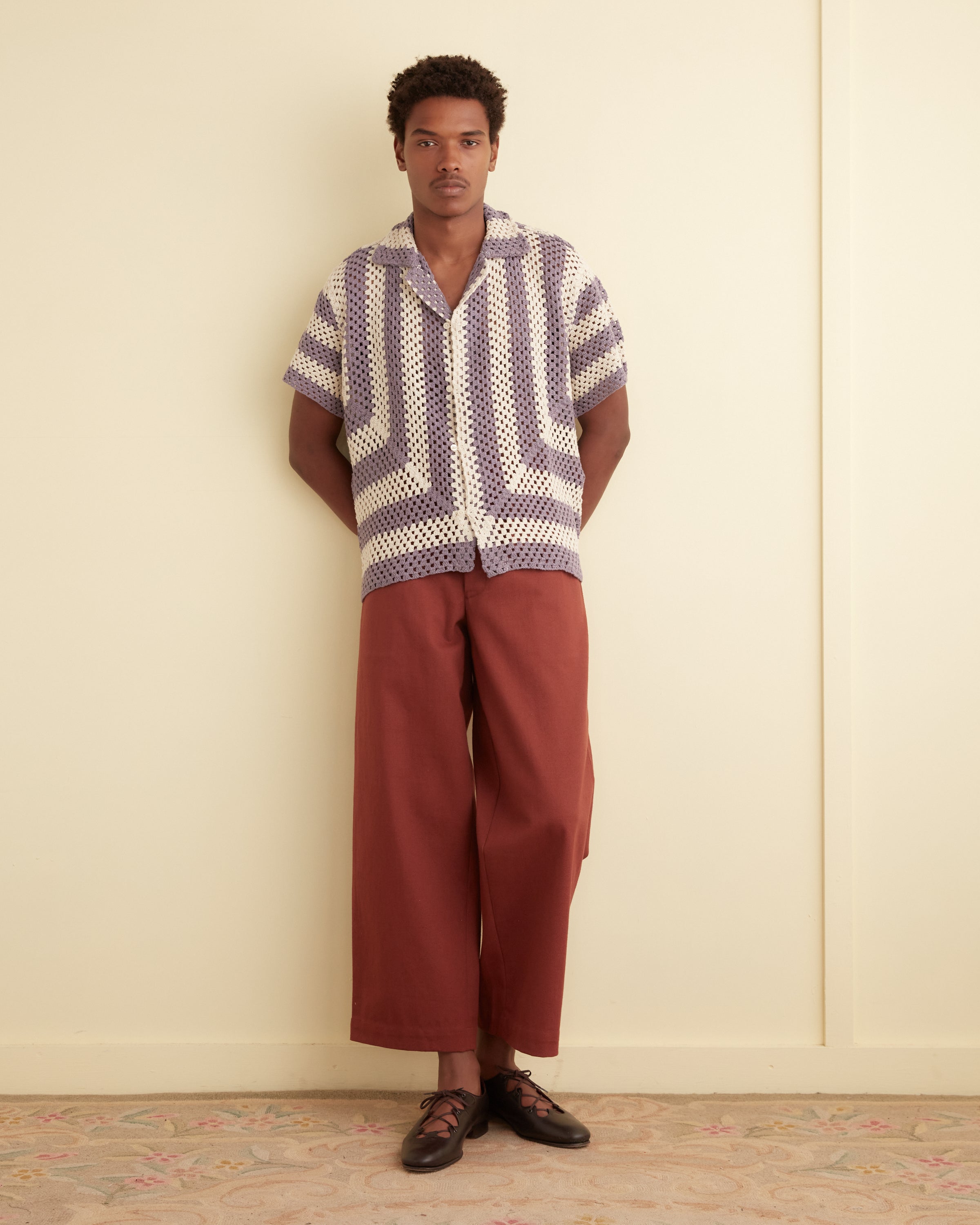 Bode Purple & Off-White Flagship Shirt - Lvcrm Lavender Cream Bode Purple & Off-White Flagship Shirt - Lvcrm Lavender Cream