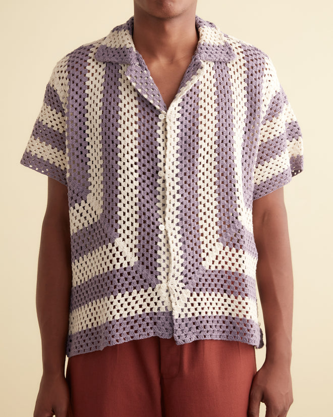 Flagship Crochet Shirt - Lavender KNITWEAR BODE New York