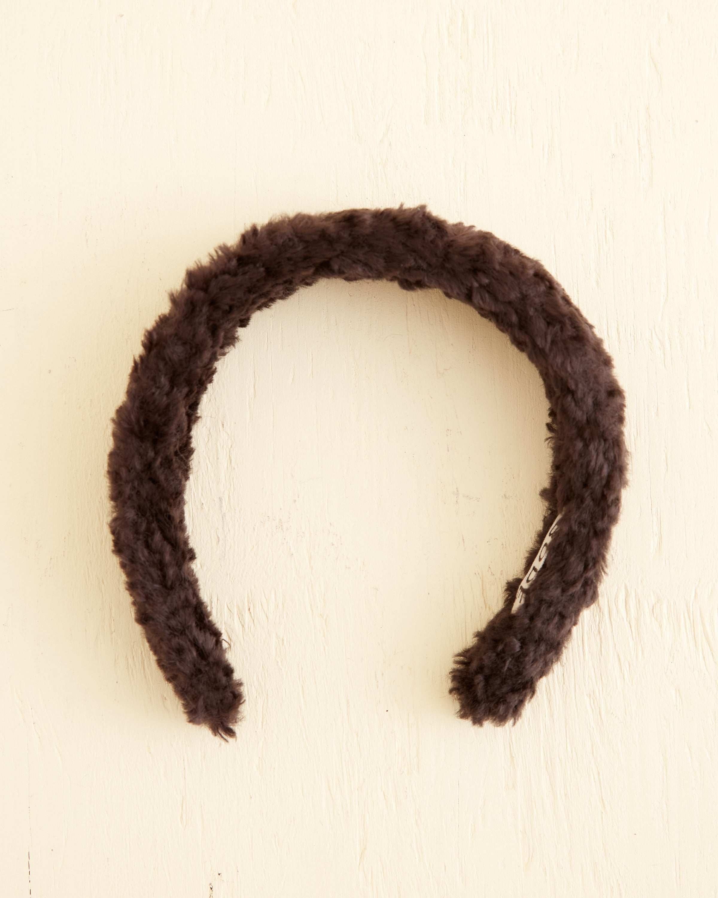 Barney’s New York Faux Fur Head Piece/Band in Black with Brown Stripe Solid Faux Fur Elastic Band Head Wrap main image 3