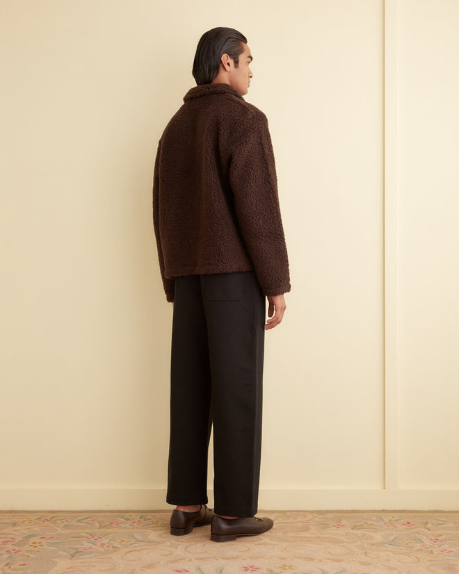 Fleece Tie-Up Pullover - Dark Brown