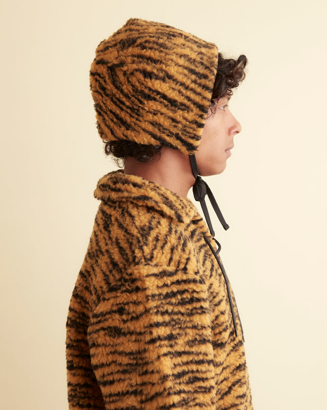 Tiger Fleece Tie Cap