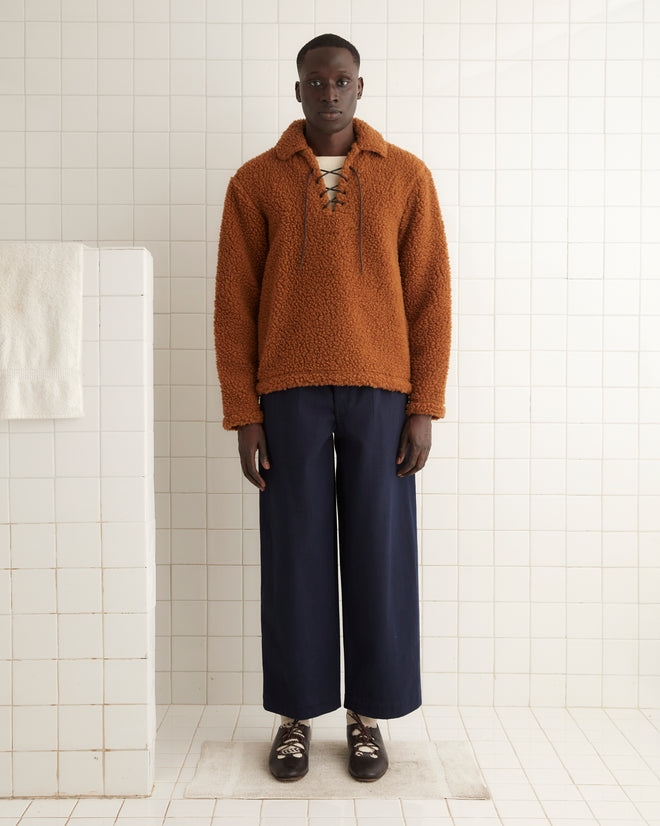 Fleece Tie-Up Pullover - Brown SWEATSHIRTS BODE New York