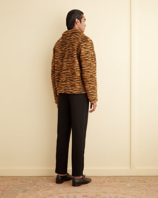 Fleece Tie-Up Pullover - Orange/Black