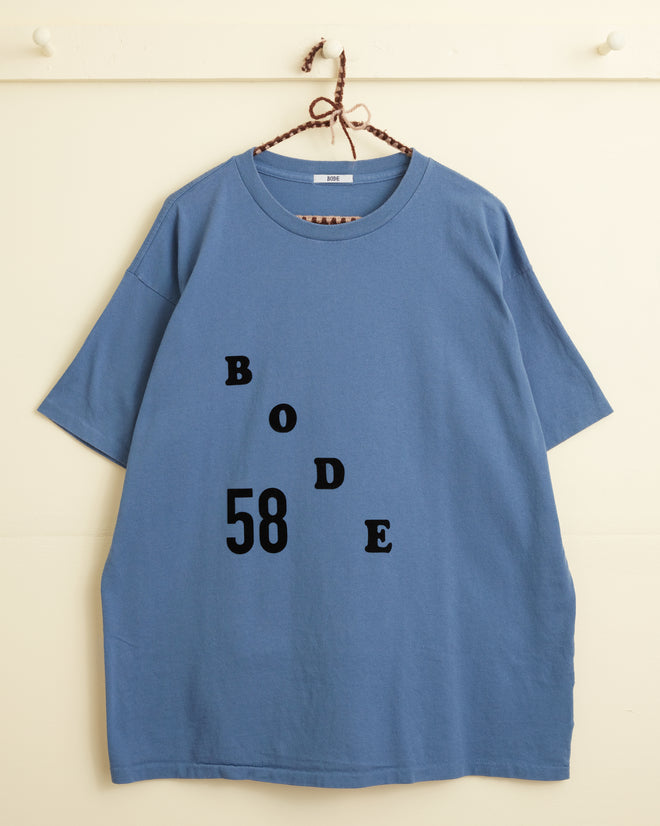 Flocked Bode Tee - Blue T-SHIRT BODE New York