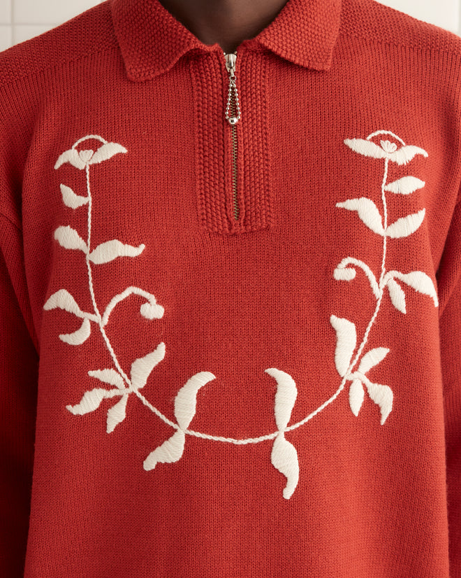 Floret Pullover - Red MENS KNIT TOPS BODE New York