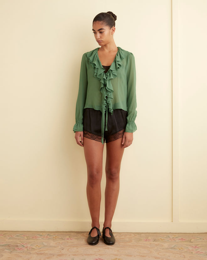 Flounce Blouse - Green SHIRT BODE New York