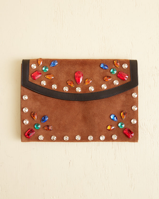 Gem Venue Clutch - Brown/Black