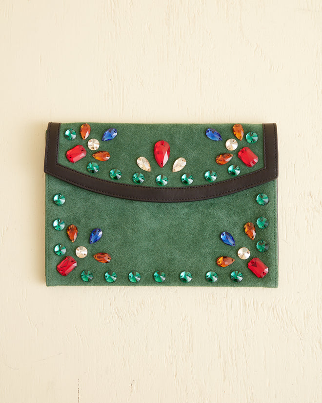 Gem Venue Clutch - Green/Black