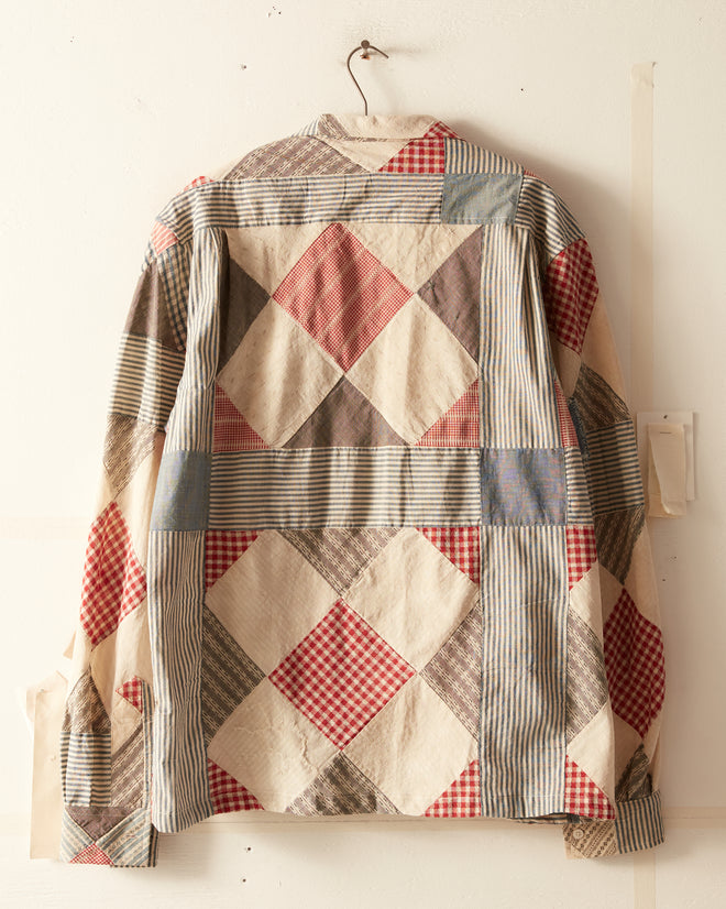 Geometric Patchwork Long Sleeve Shirt - L/XL