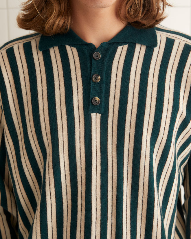 Hogan Stripe Polo - Green MENS KNIT TOPS BODE New York