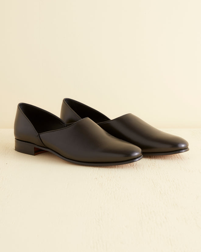 Leather House Shoes - Black