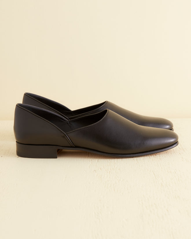 Leather House Shoe - Black