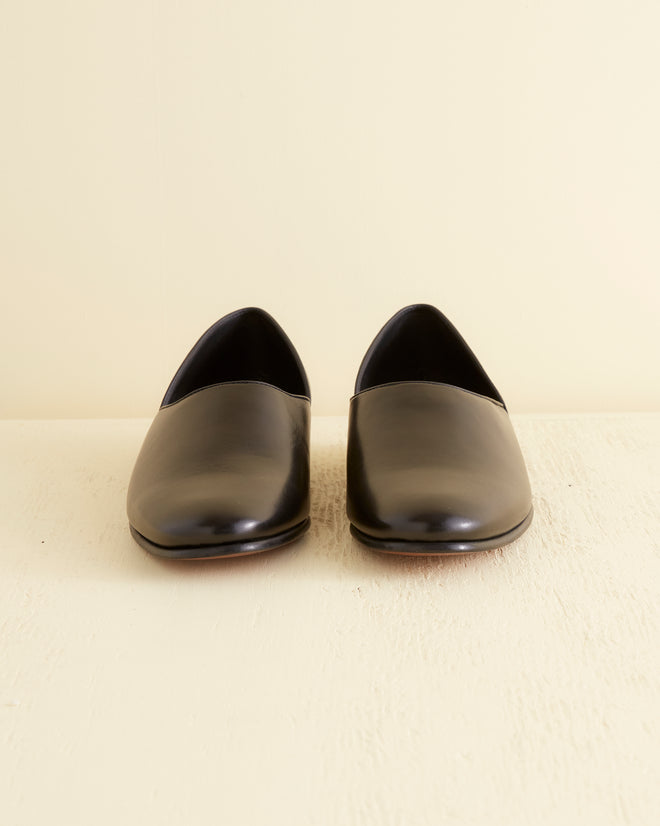 Leather House Shoe - Black