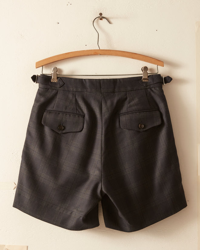 Ink Plaid Wool Shorts - 29