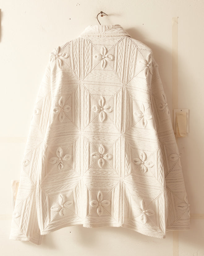 Ivory Petal Crochet Overshirt - XL/XXL