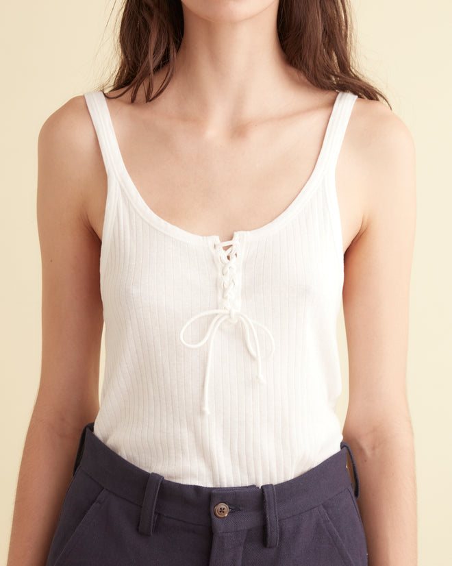 Lace-Up Tank CUT AND SEW BODE New York