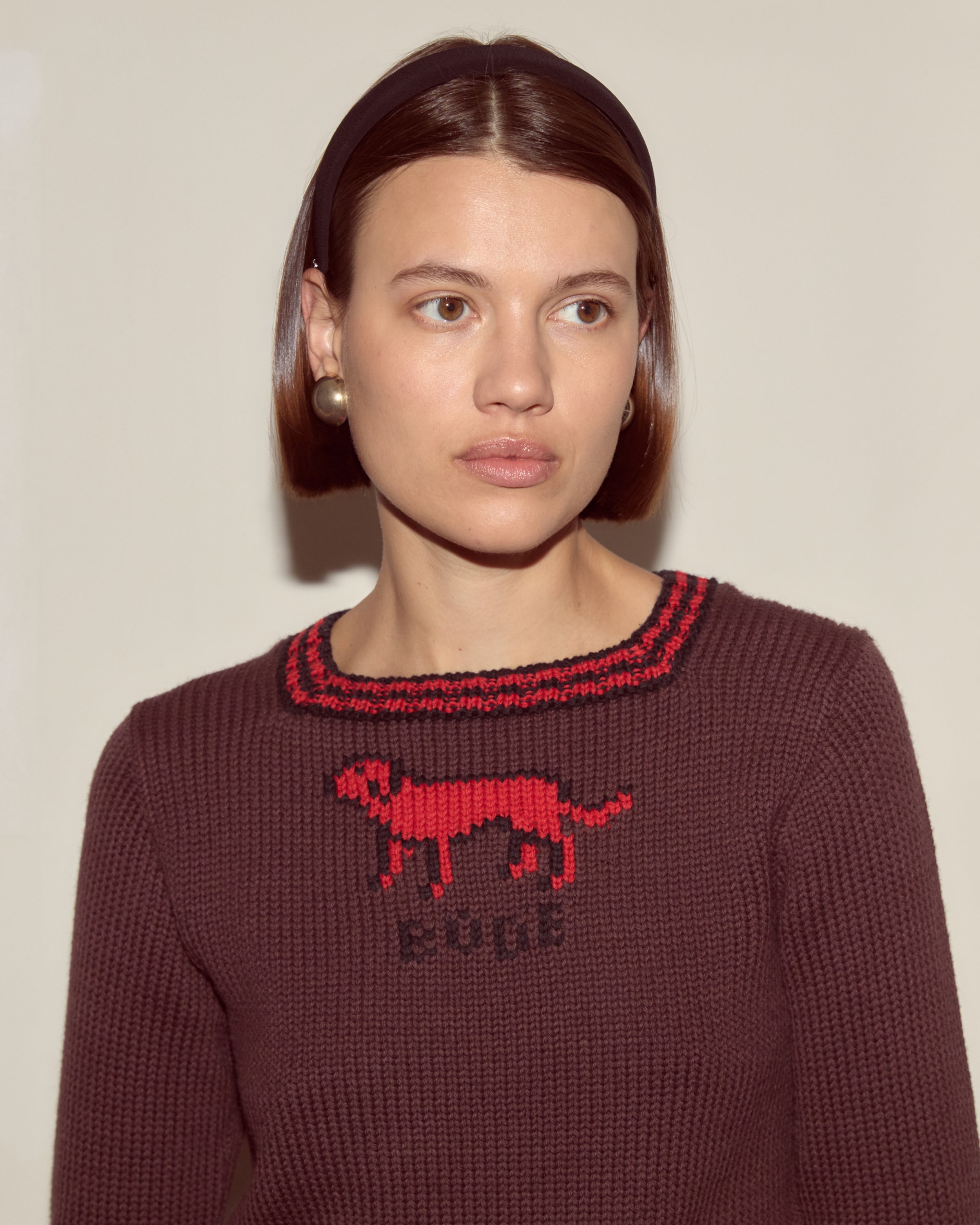 ARGUE french antique border pullover レッド ARGUE French Antique Border Pulloverの通販はau PAY マーケット