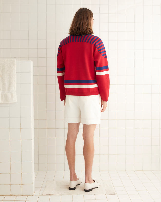 Rink Sweater - Red/Cream MENS KNIT TOPS BODE New York
