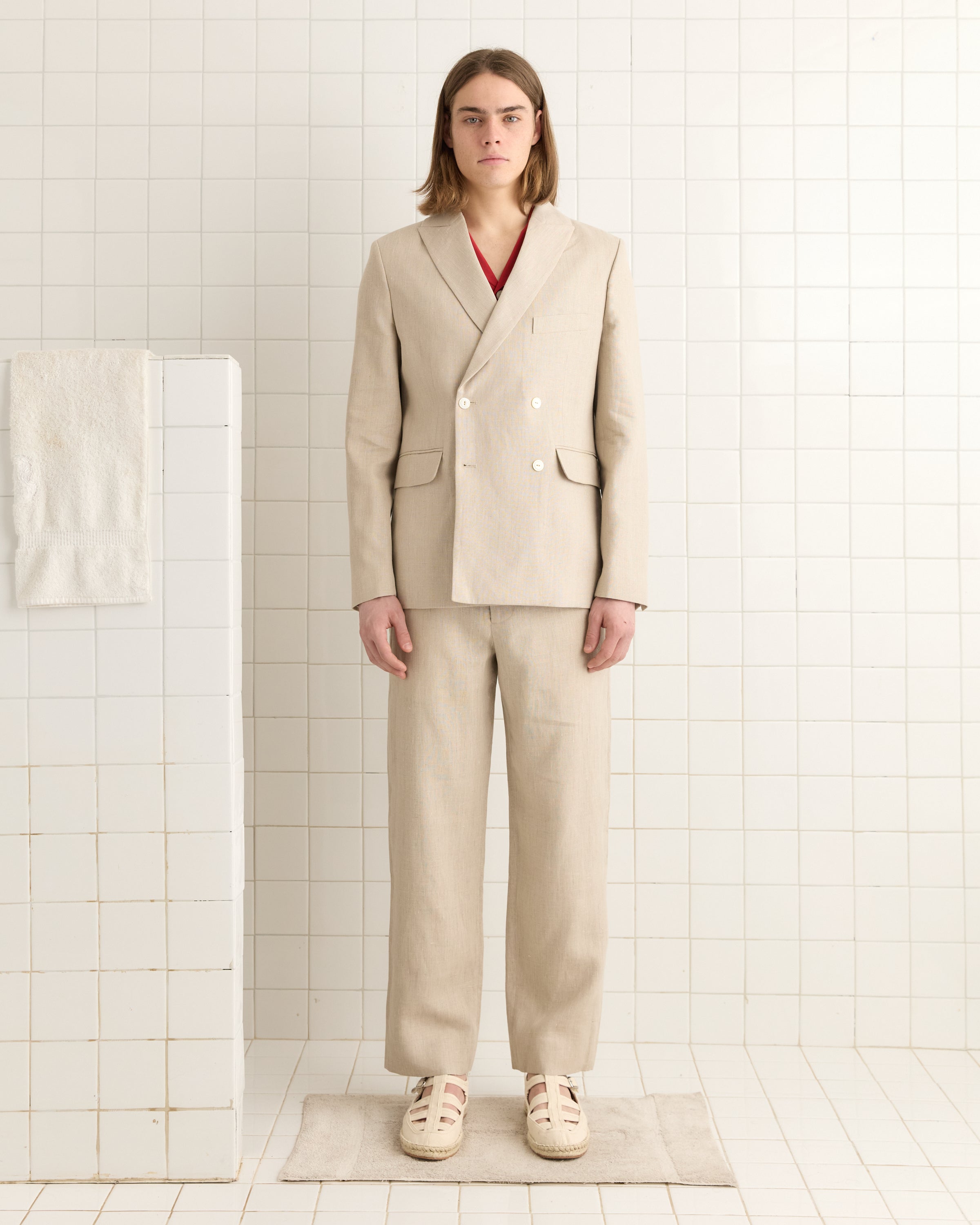 極上リネン GERMANY 1980s〜／Linen double jacket LINENDBSUIITJACKETIVORY_006-