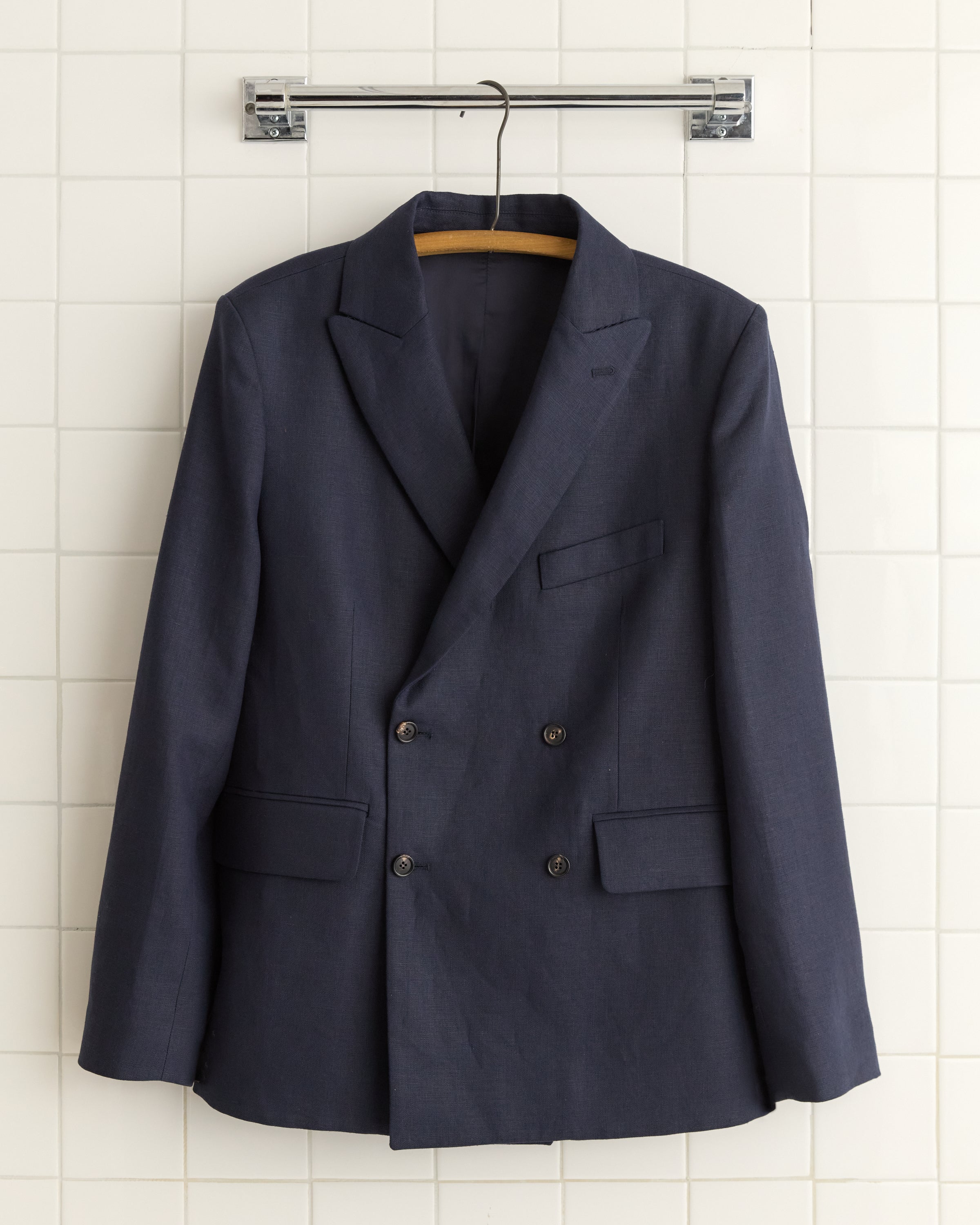 Linen Double-Breasted Suit Jacket - Midnight – BODE