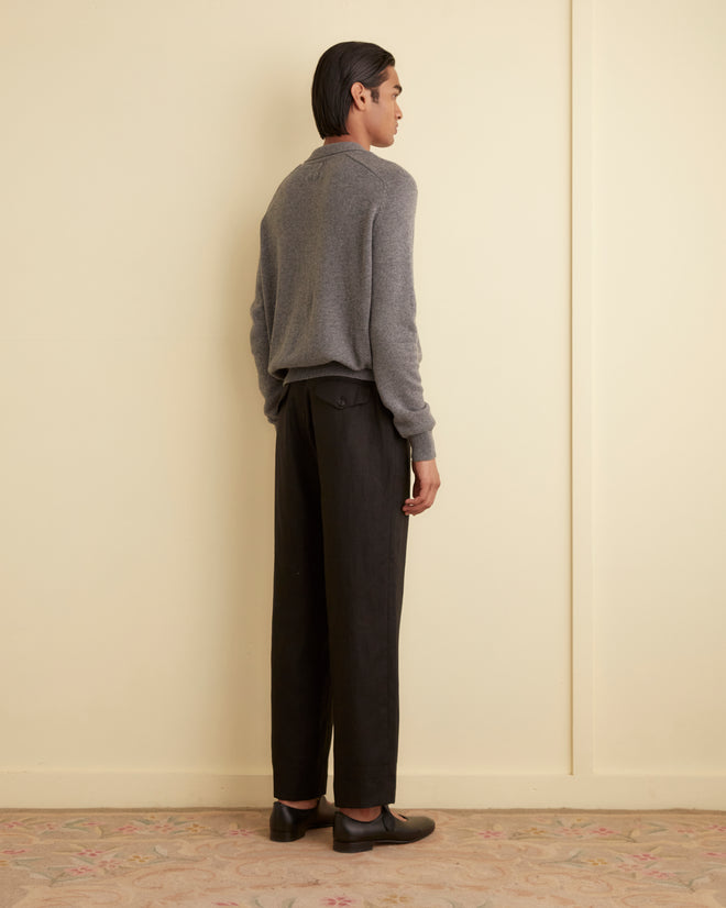 Linen Suiting Trousers - Black