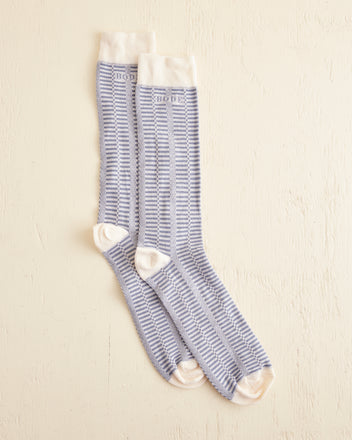 Micro Check Socks - Blue Cream