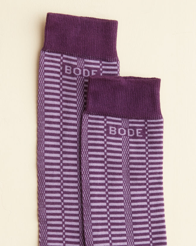 Micro Check Socks - Purple