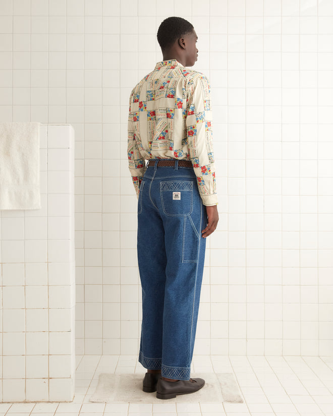 White Micro Signature Long Sleeve Shirt Shirts BODE New York
