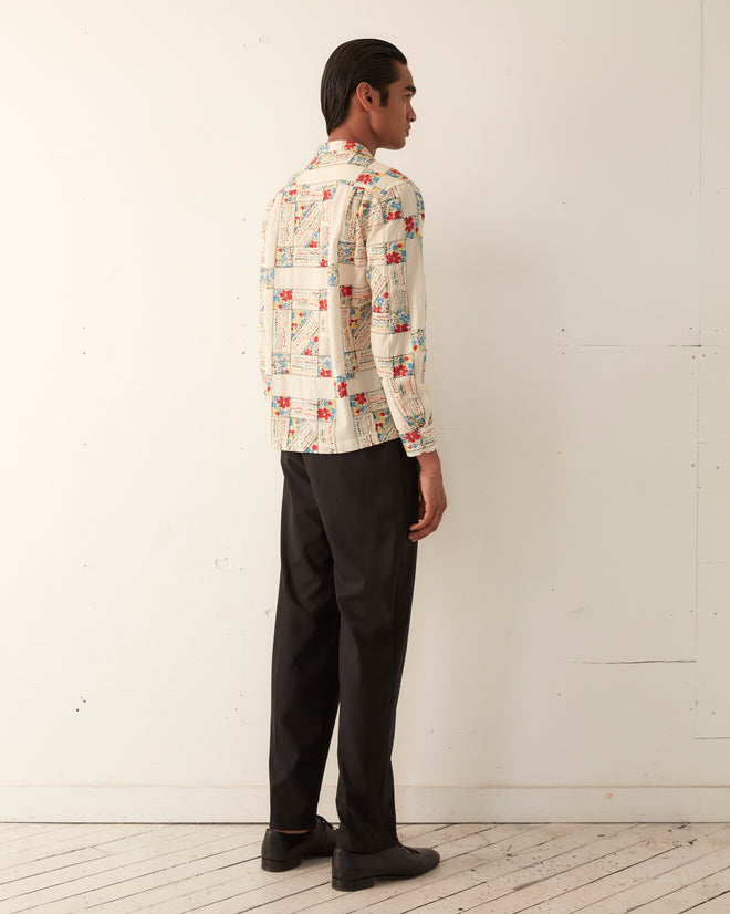 White Micro Signature Long Sleeve Shirt