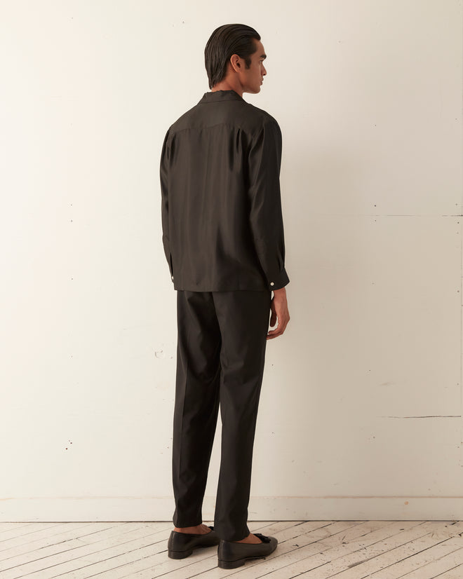 Micro Tie Long Sleeve Shirt - Black