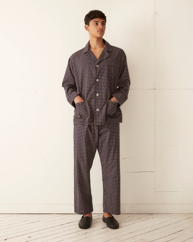 Midnight Grid Pajama Shirt SHIRT BODE New York