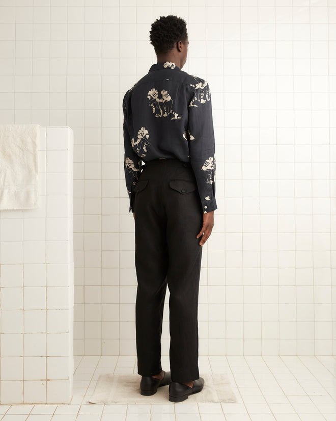 Linen Suiting Trousers - Black TROUSERS BODE New York