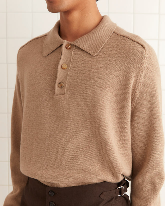 Cashmere Polo - Oatmeal KNITWEAR BODE New York