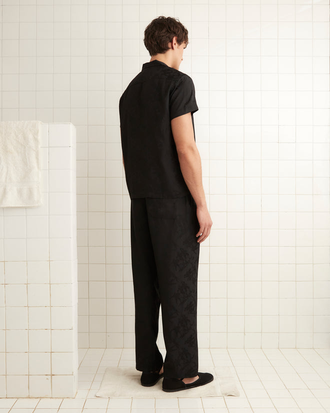 Football Jacquard Pajama Pants - Black MENS TROUSERS BODE New York