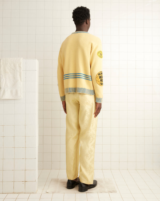 Football Jacquard Pajama Pants - Yellow MENS TROUSERS BODE New York