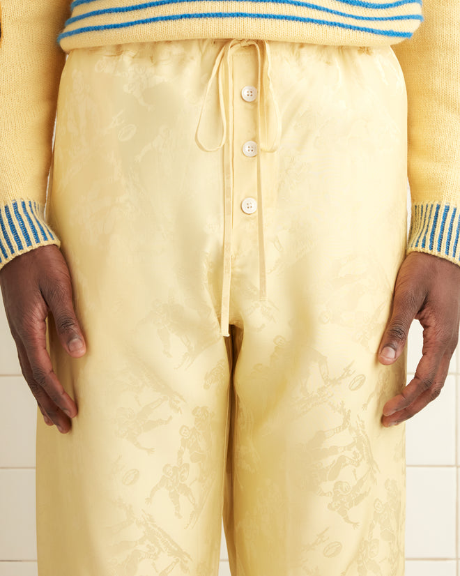 Football Jacquard Pajama Pants - Yellow MENS TROUSERS BODE New York