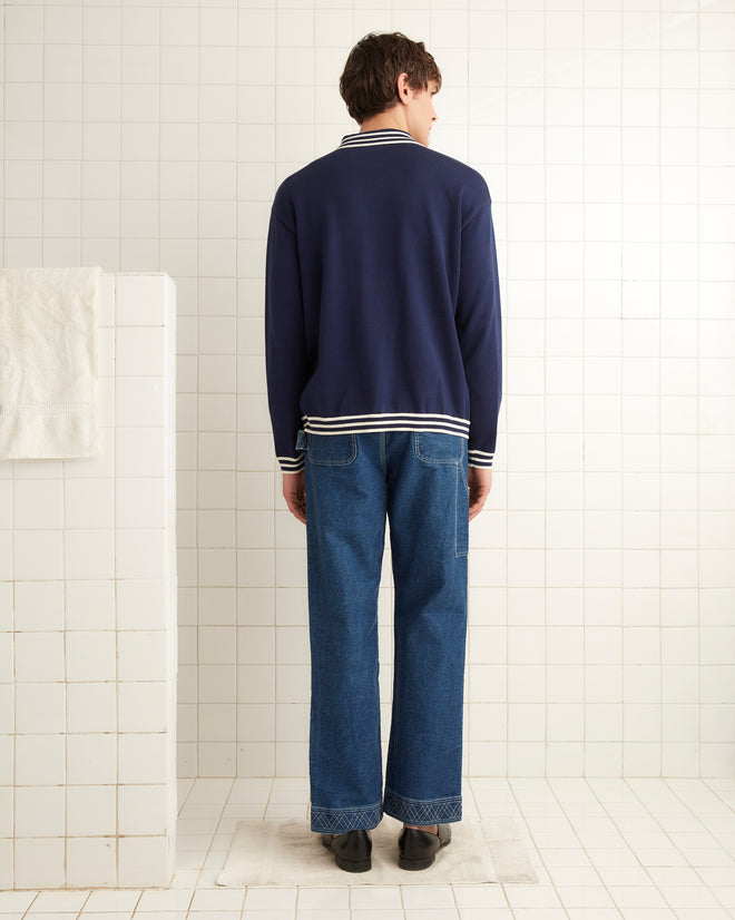 Club Long-Sleeved Polo - Navy SWEATERS BODE New York