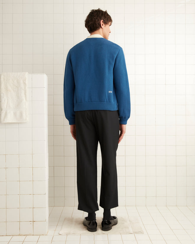 Double-Breasted Cardigan - Blue MENS KNIT TOPS BODE New York