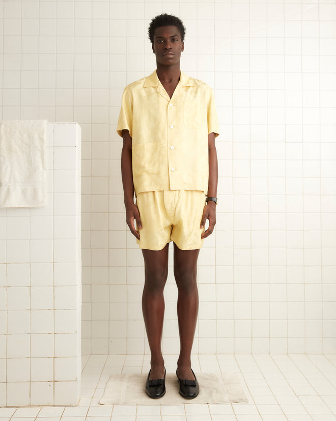 Football Jacquard Short Sleeve Louie Shirt - Yellow MENS SHIRTS BODE New York