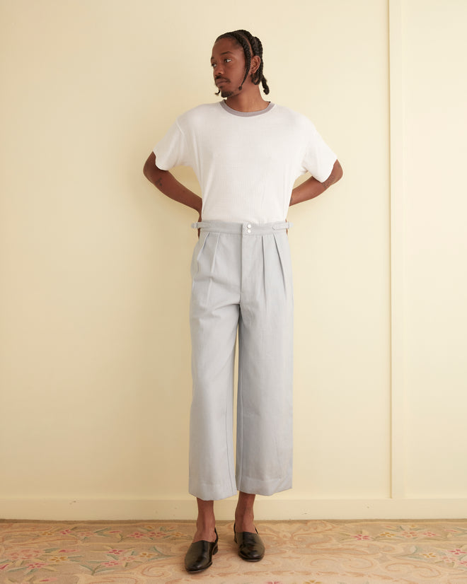 Wide Leg Snap Trousers - Light Blue MENS TROUSERS BODE New York