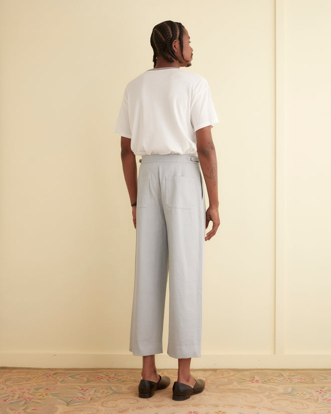 Wide Leg Snap Trousers - Light Blue MENS TROUSERS BODE New York